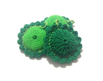 Emerald And Limeburst Flower Green Pot Scrubbers- Trio