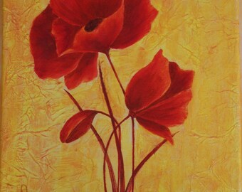 red poppies pattern unique acrylic painting