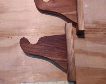 Walnut curtain rod brackets