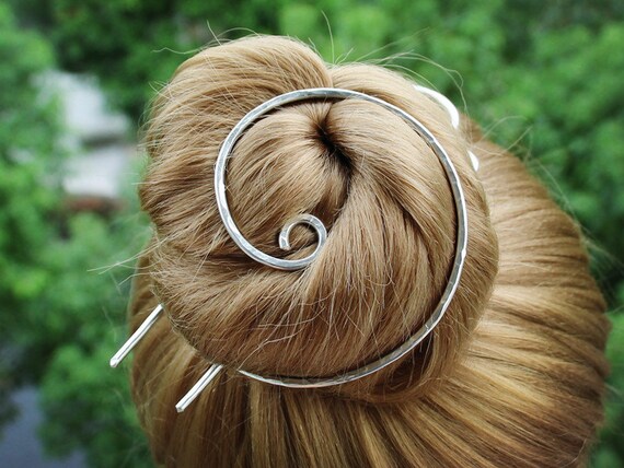 Silver Bun Holder Spiral Hair Bun Cage Hair Fork Silver Hair   Il 570xN.1053458178 9ccc 