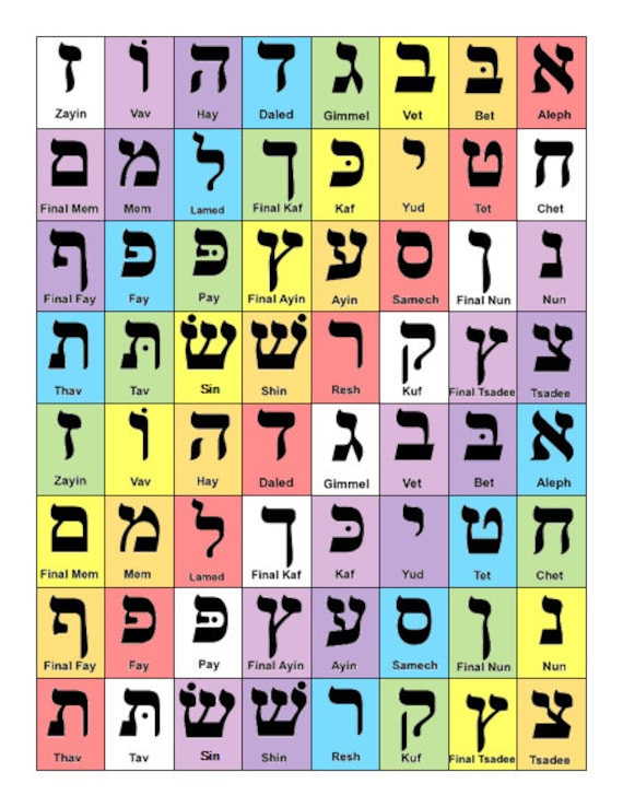 jewish hebrew alphabet learning game flash cards chart