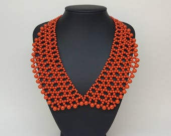 Bib necklace , statement red necklace, red bib necklace, red statement necklace, modern necklace, red necklace
