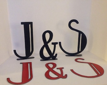 Metal Letters, Pair of 10" Metal Letters with Ampersand, Metal initials, Art Deco Style Letters, Distressed Letters,