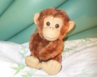 Russ Monkey plush little 6" 1980's NWOTS Brown buddy face small vintage