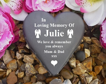 Memorial Heart - Weatherproof - Personalised - Angel Design