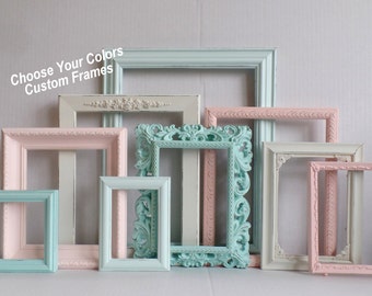 PICTURE FRAMES Custom - Choose Your Colors Custom Frame Collection - Ornate Distressed Frames - Gallery Wall - Wedding - Nursery Frame Set