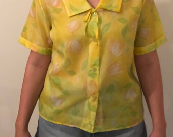 1960s Vintage yellow tulip top
