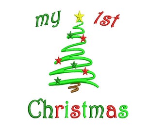 My First Christmas Embroidery Design - My 1st Christmas Instant Download 4,5,6,7 inch size