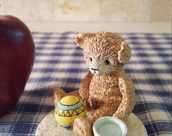 PLAY TIME BEACH Tender Teddy Bear Collectible Beach Ball Sand Bucket Shovel Vintage Figurine Hard to Find 1992 Henry Wedenmeyer Gift for Her
