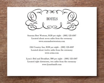 Wedding Information Card Printable - Flourish - Blank Wedding Card Download - Wedding Info Card - Black & White Wedding Card - Directions