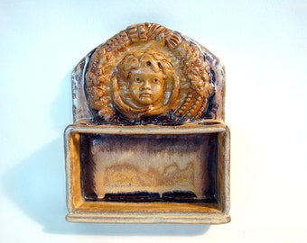 Ceramic Bathroom Toothbrush Holder Rack - Victorian Child Face Motif