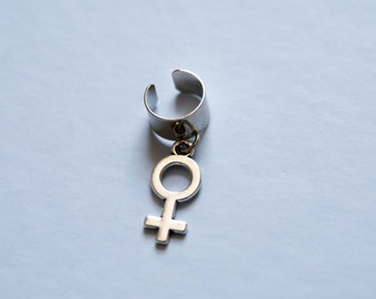 Lesbian LGBT ear cuff - lesbian gift - silver ear cuff - feminist jewelry