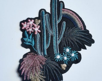 Cactus under the Rainbow Embroidery Applique Patch
