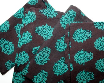 Dinner napkins - black cloth napkins block print - cotton set of 4 wedding napkins - rustic eco friendly