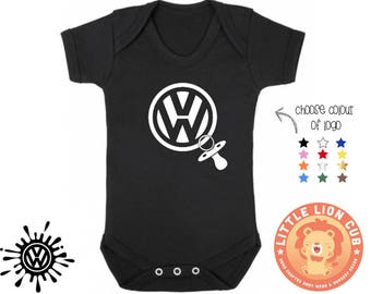 VW logo Pacifier Dummy baby onesie bodysuit / VW baby / VW enthusiast / vw onesie / Volkswagen baby onesie with cute pacifier/ cars baby