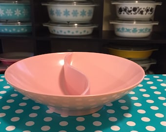 Pink Divided Melamine Serving Bowl