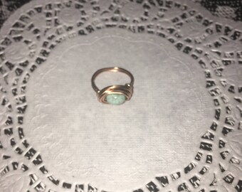 Wire wrapped robins egg ring