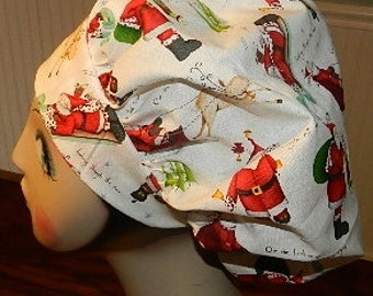 Sledding Santas Banded Bouffant Surgical Cap