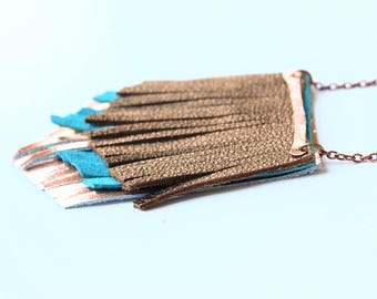 Fringe necklace, Leather fringe necklace, leather necklace