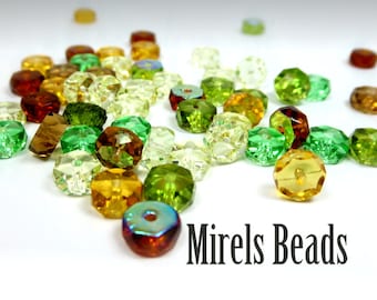 120 pcs Rondelle Bead Mix, Earth Tones Czech Glass Bead Mix, 3x6mm