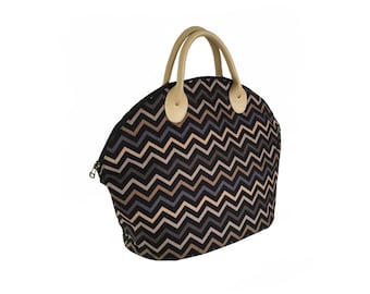 Handbag / Top handle bag / Chevron handbag / Fabric purse / Large purse