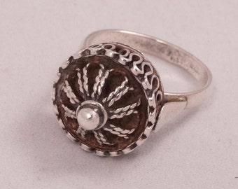Antique Sterling Silver 950 ''CROWN'' RING Art Nouveau FILIGREE Byzantine Style