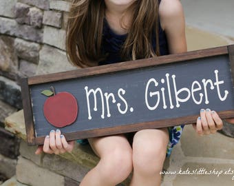 Teacher Framed Real Wood Sign. Personalized Teacher Sign With Frame. School. Teacher Gift. Elementary School. Chalkboard. Wood Sign.