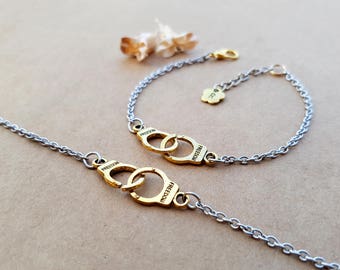 2 Partners in Crime Bracelets | Best Friends Jewelry | Friendship bracelets | Handcuffs Bracelets | Matching Bracelets | Initial Bracelets