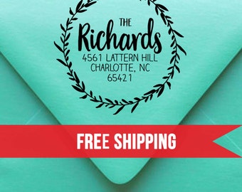 Custom Return Address Stamp-Self Inking-Personalized Stamp-Wood Stamp-Client Gift-Wedding Stamp-Housewarming-Circle Stamp-Invitation Stamp