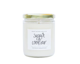 Sugar Cookies Candle 16oz | Home Decor Soy Candles Farmhouse Decor Rustic Home Decor Essential Oil Mindfulness Gift Soy Candles Handmade