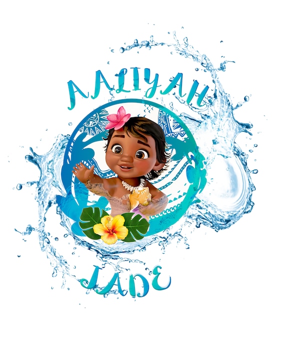 Download baby moana with water and hawaiian flowers...digital download