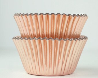 Metallic Rose Gold Foil Cupcake Liners Baking Cups- 45 Ct. | Rose Gold Party Decor | Rose Gold Bridal Shower | Rose Gold Wedding Decor