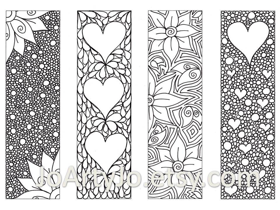 Valentine s Bookmarks To Print And Color Zentangle