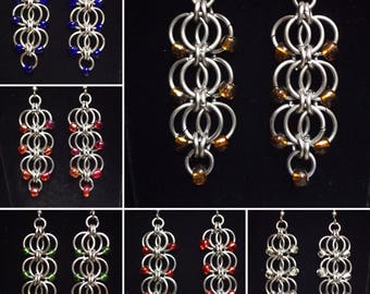 Beaded chainmaille earrings