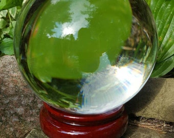 Large 130 MM Real Clear Quartz Crystal Ball,stand and how to read a crystal ball directions