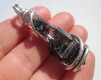 Tibetan Black Quartz Pendant / Double Terminated / Crystal Necklace / Quartz Pendant / Spiritual PROTECTION & PURIFICATION / Dream Stone