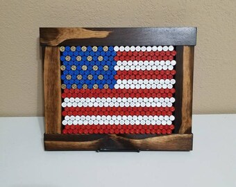 American flag framed bullet casings