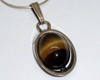 Silver Pendant 835 with Tiger eye pendant SK163
