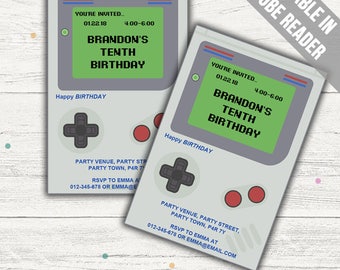 Retro Video Game Party Invitation. Editable PDF. Printable. Instant Download.