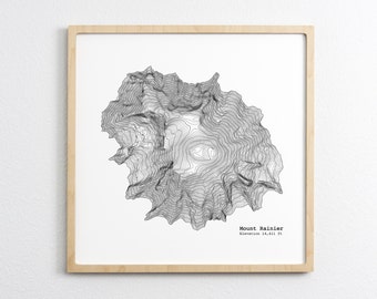 Mt. Rainier Washington Art Print - Topographic Map