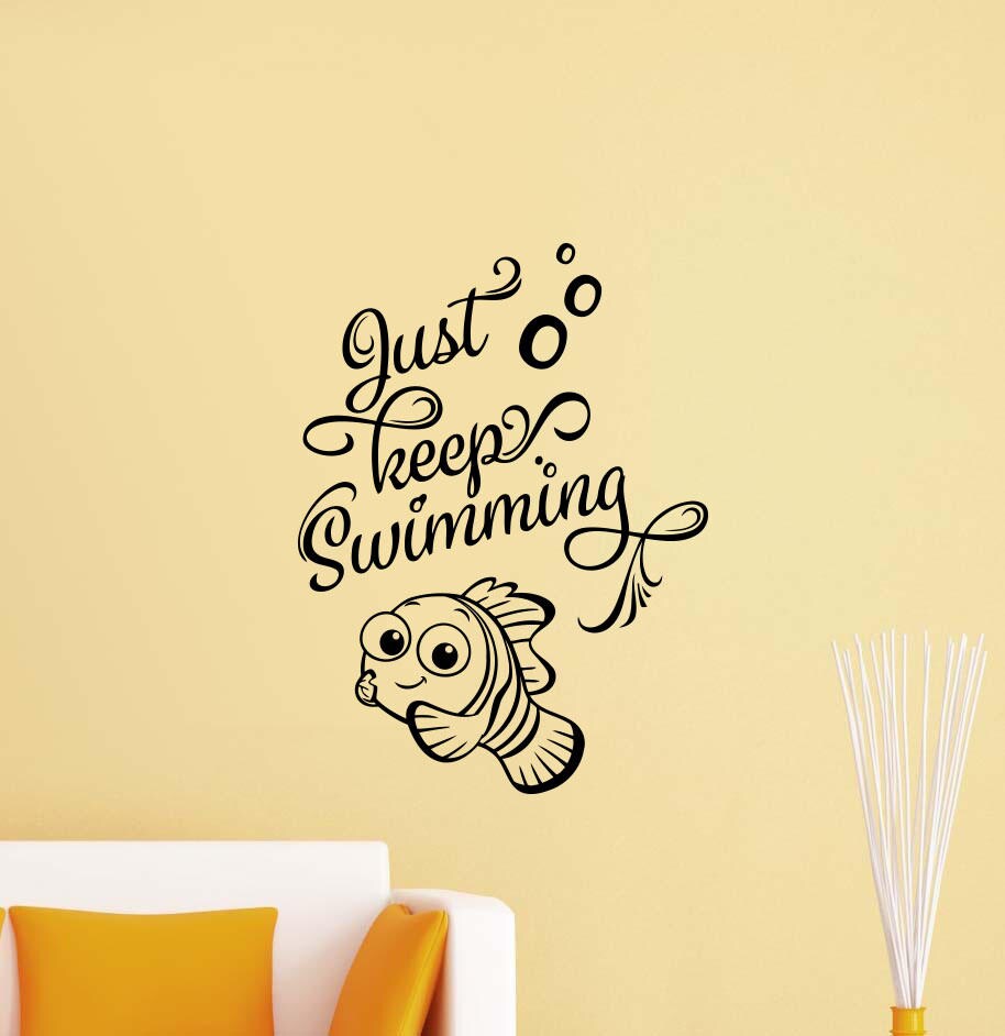 Just Keep Swimming Wall Decal Finding Nemo Dory Fish Bathroom