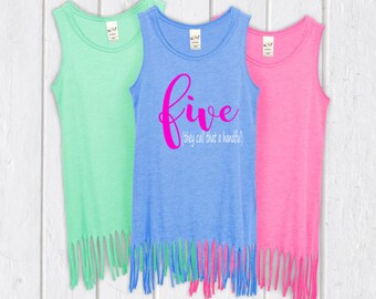 Funny Five Year Old Dress- 5th Birthday Outfit - Five They Call That a Handful - Girls Five Shirt - Fifth Birthday Dress - Girls Summer Dres