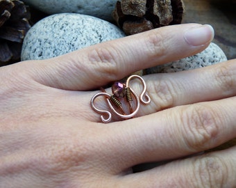 Copper Aries ring. Copper ring with zodiac sign. Aries zodiac sign ring. Gift for her.