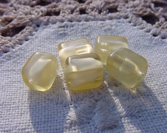 Golden Jonquil Cream Givre Vintage Glass Beads