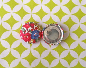 Fabric Button Earrings / Wholesale Jewelry / Stud Earrings / Red and Blue / Vintage Inspired / Bulk Earrings / Handmade Gifts / Bulk