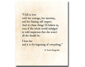 I Fell In Love Quote F Scott Fitzgerald Quote Literary Art Print