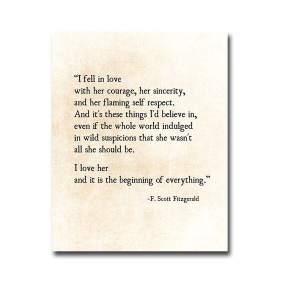 I Fell In Love Quote F Scott Fitzgerald Literary Art I Fell In Love Quote F Scott Fitzgerald Literary Art