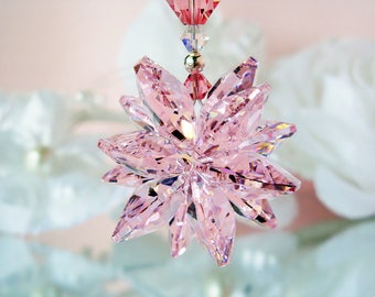 Rear View Mirror Charm Pink Swarovski Crystal Car Charm Rearview Mirror Car Accessories