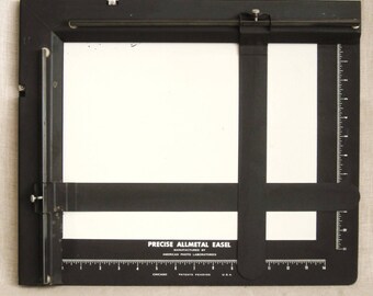 Vintage Photographers Dark Room Easel, Metal, Photo Development Lab Art Supplies, Sizing Device, Black Out, Tools, Studio, Original Box