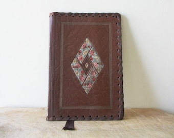 Vintage exercise book cover 1950s, Leather from Cordoba, Mid century Carnet couverture cahier Cuir de Cordoue